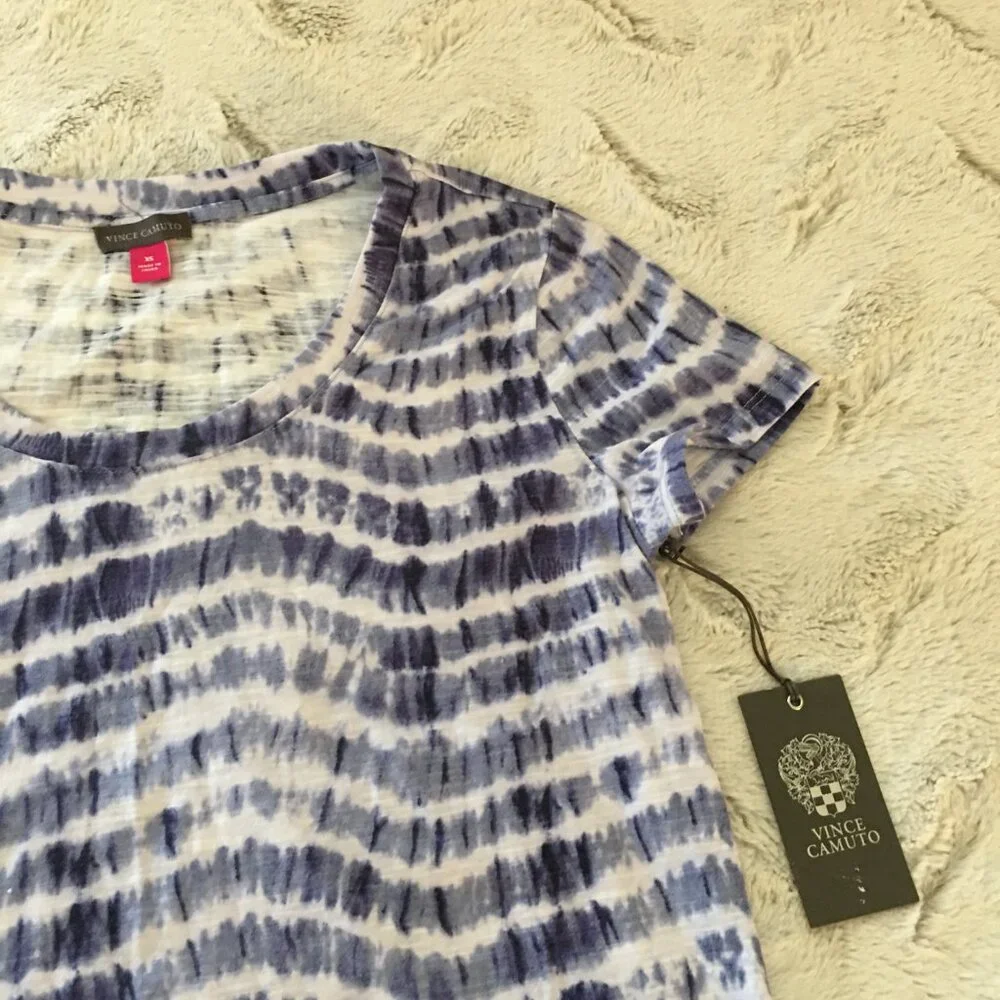 Nwt Vince Camuto blue white tie dye tee  shirt size XS